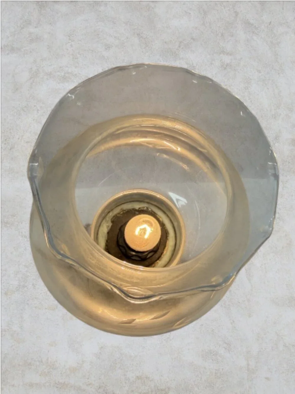 HURRICANE LAMP -- Etched Glass Shade, Crackle Glass Base, Electric, Vintage